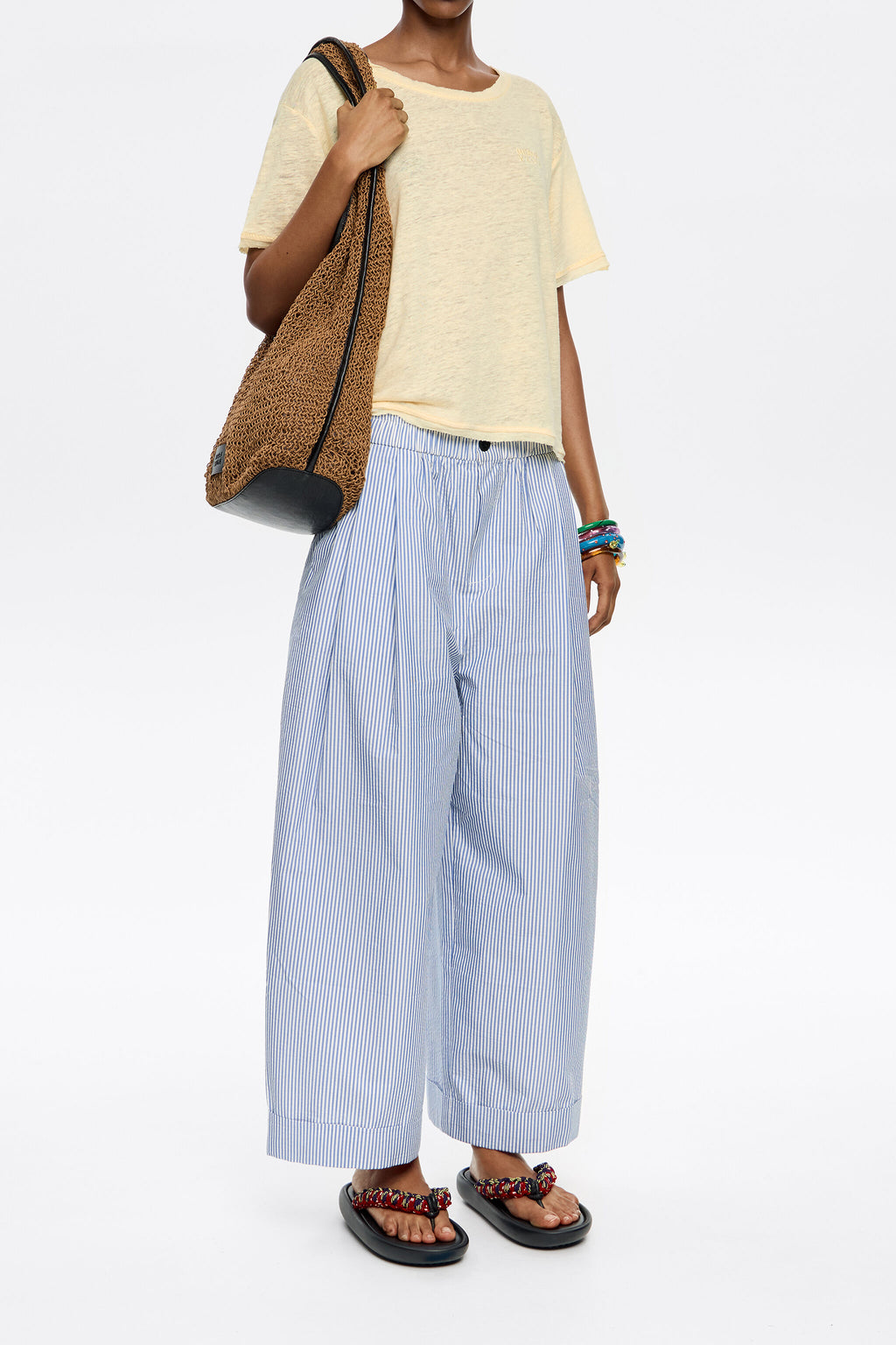 Yellow boxy linen T-shirt