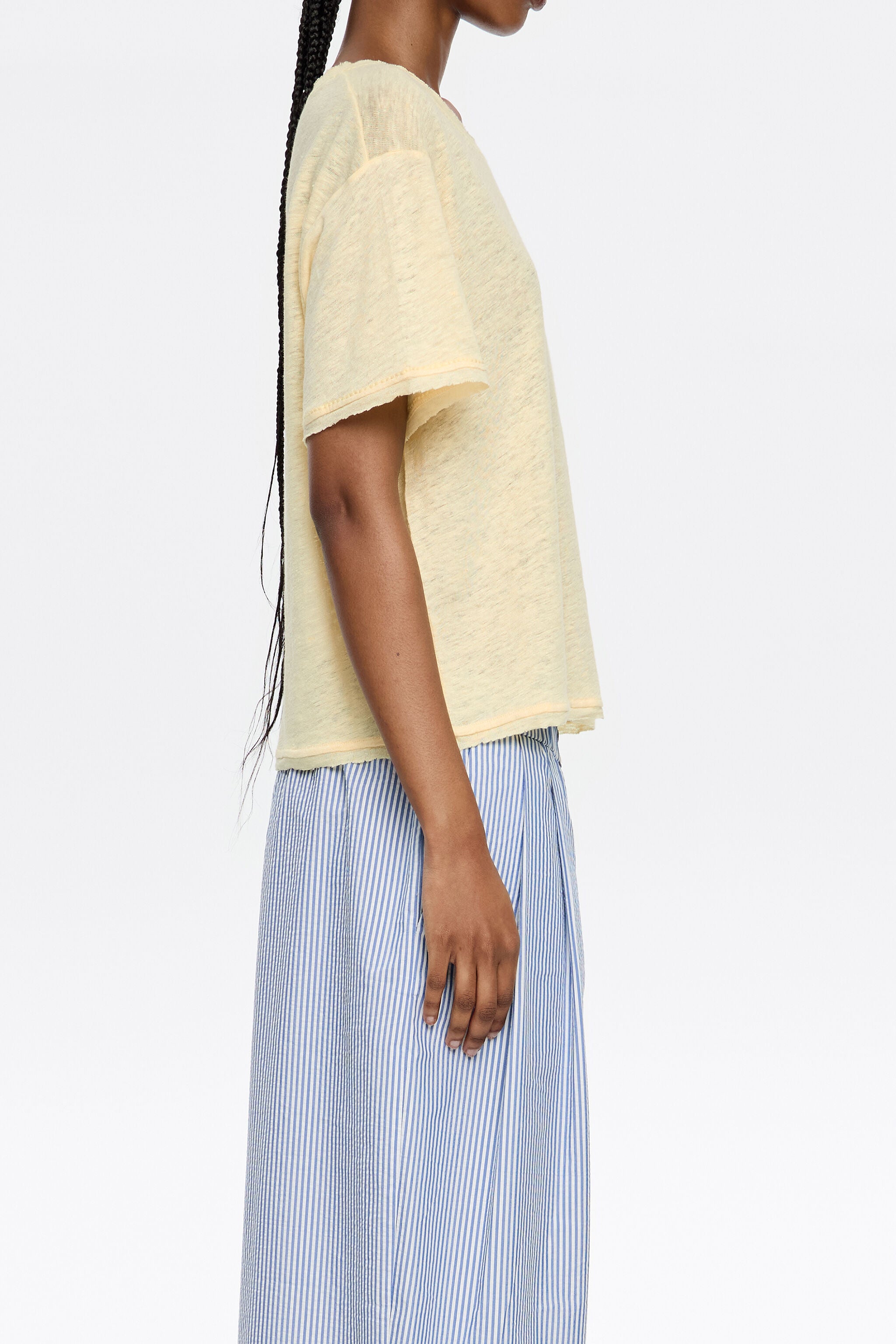 Yellow boxy linen T-shirt