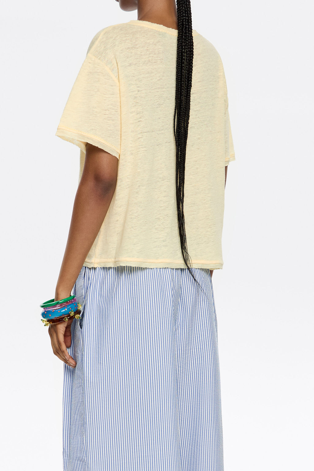 Yellow boxy linen T-shirt