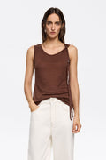 Dark brown linen fluid T-shirt