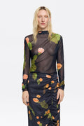 Black Cactus tulle ruched T-shirt