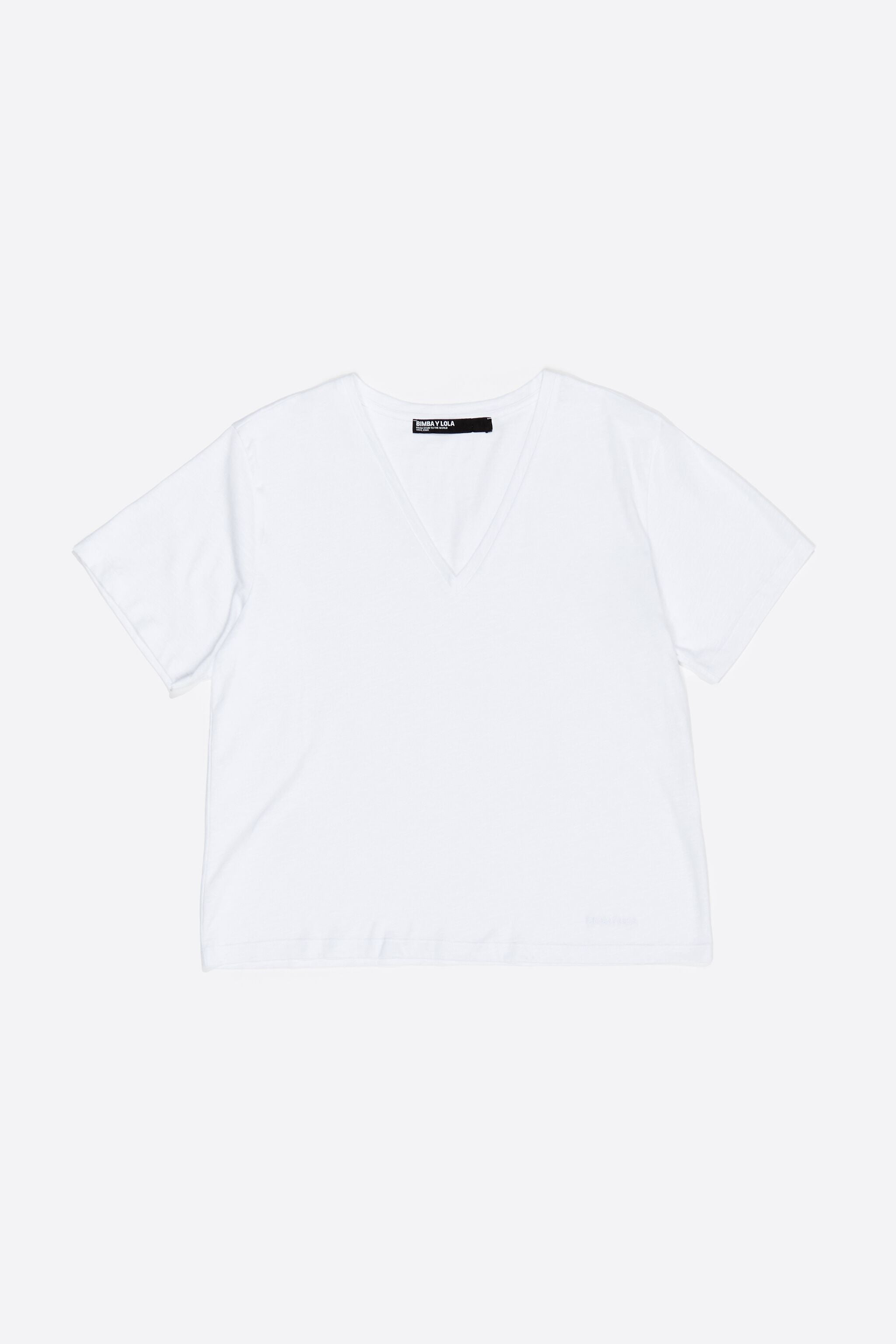 White V-neck cotton T-shirt