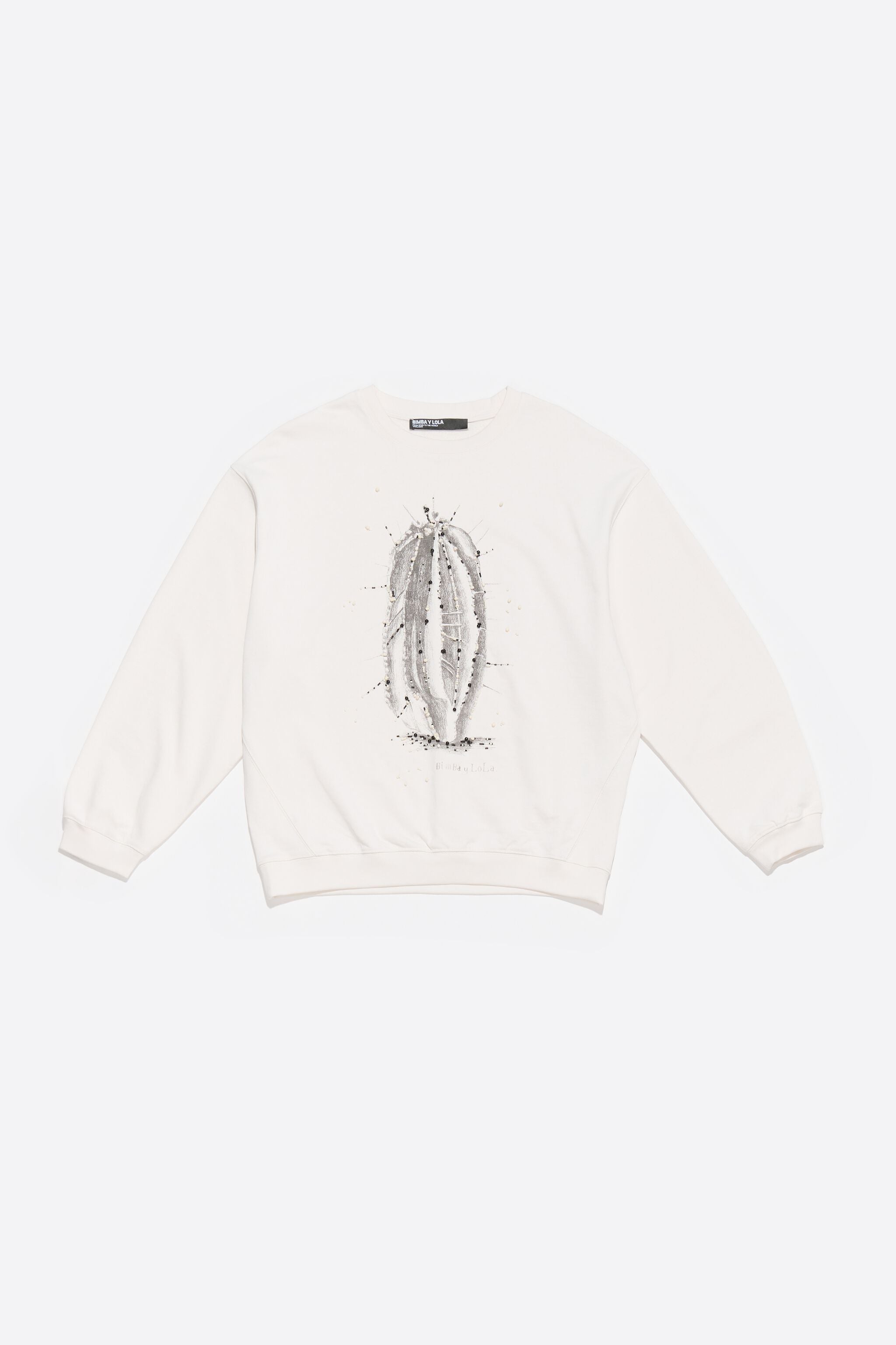 Ice gray logo sweatshirt with beads