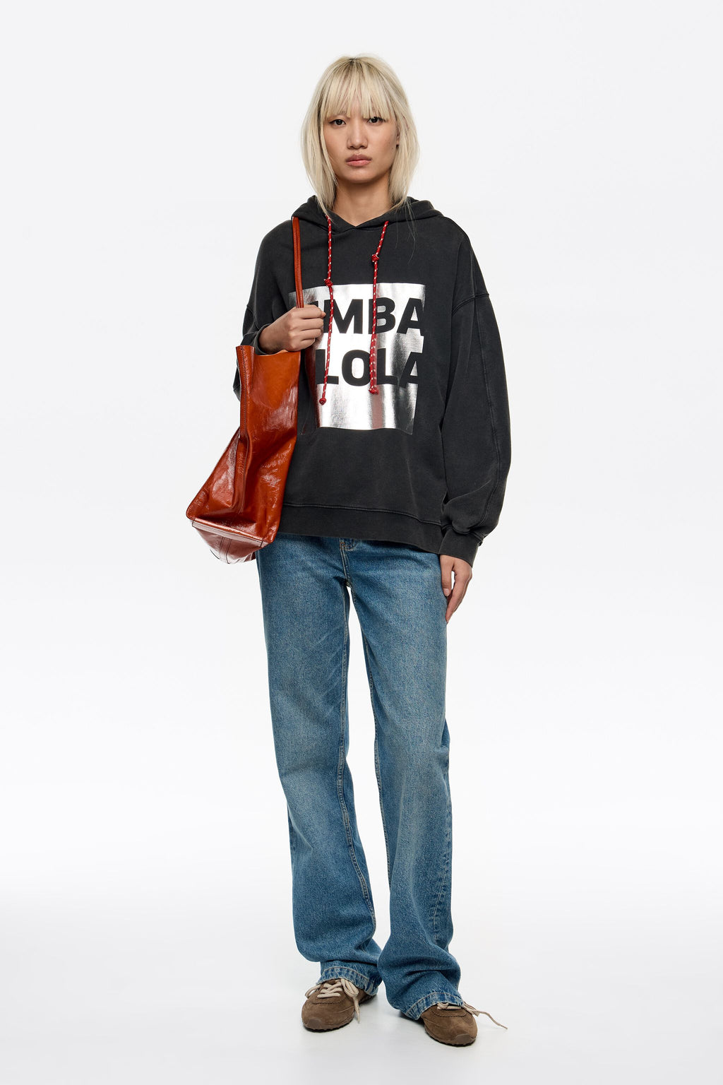 Washed black oversize logo sweatshirt