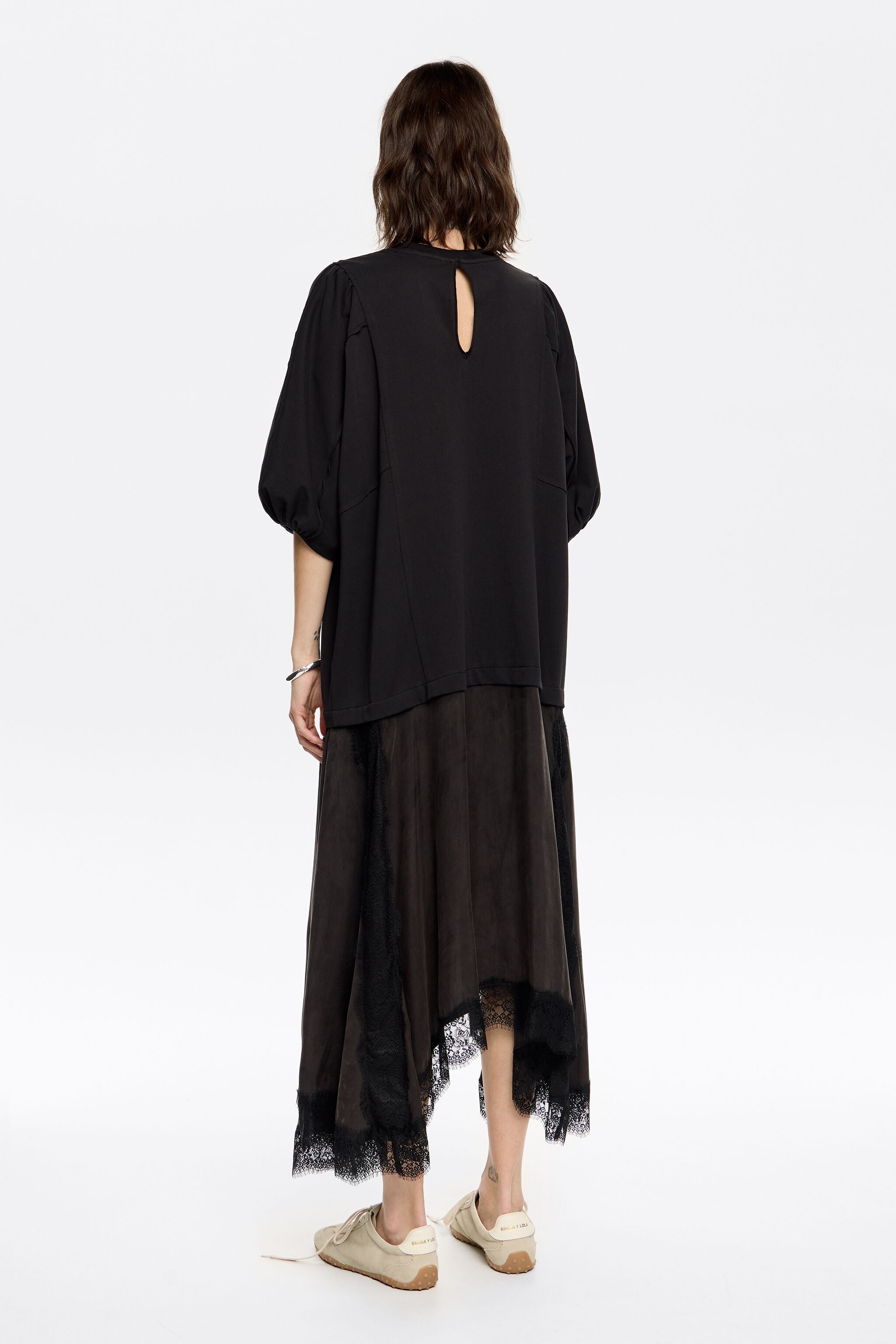 Black lace flared A-line dress