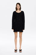 Black cotton knit mini dress
