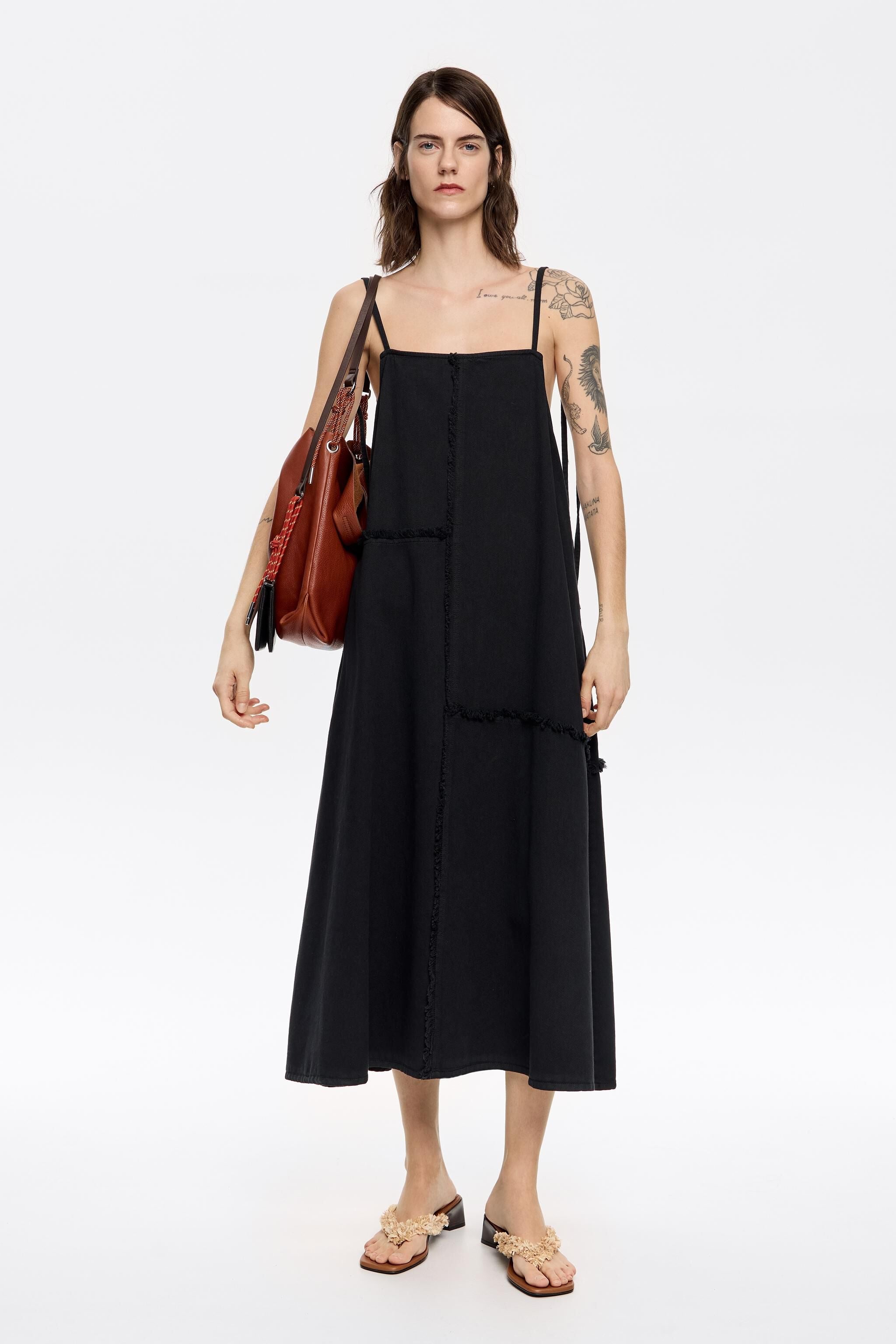 Black A-line midi dress