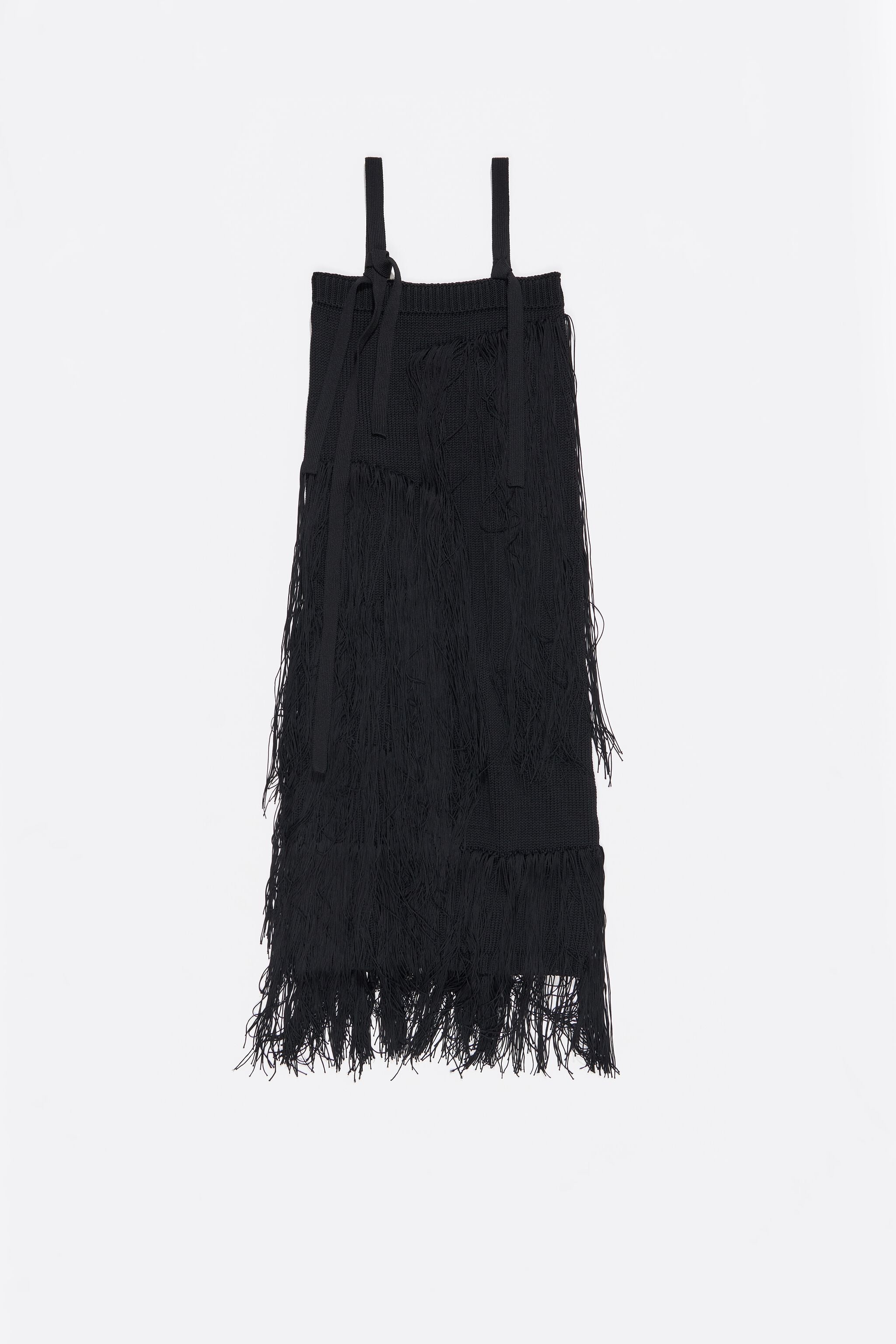 Black fringed knit dress