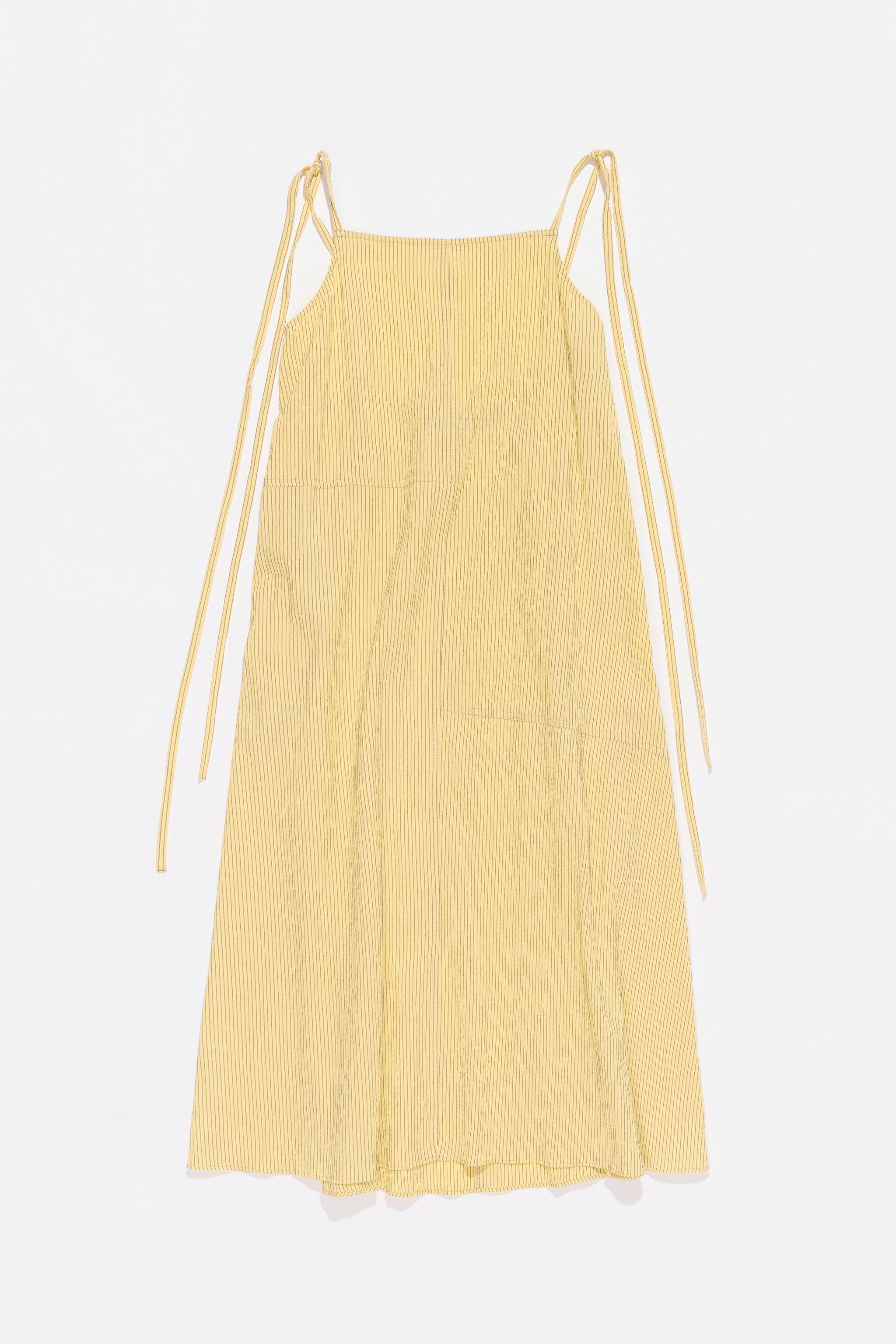 Yellow striped A-line midi dress