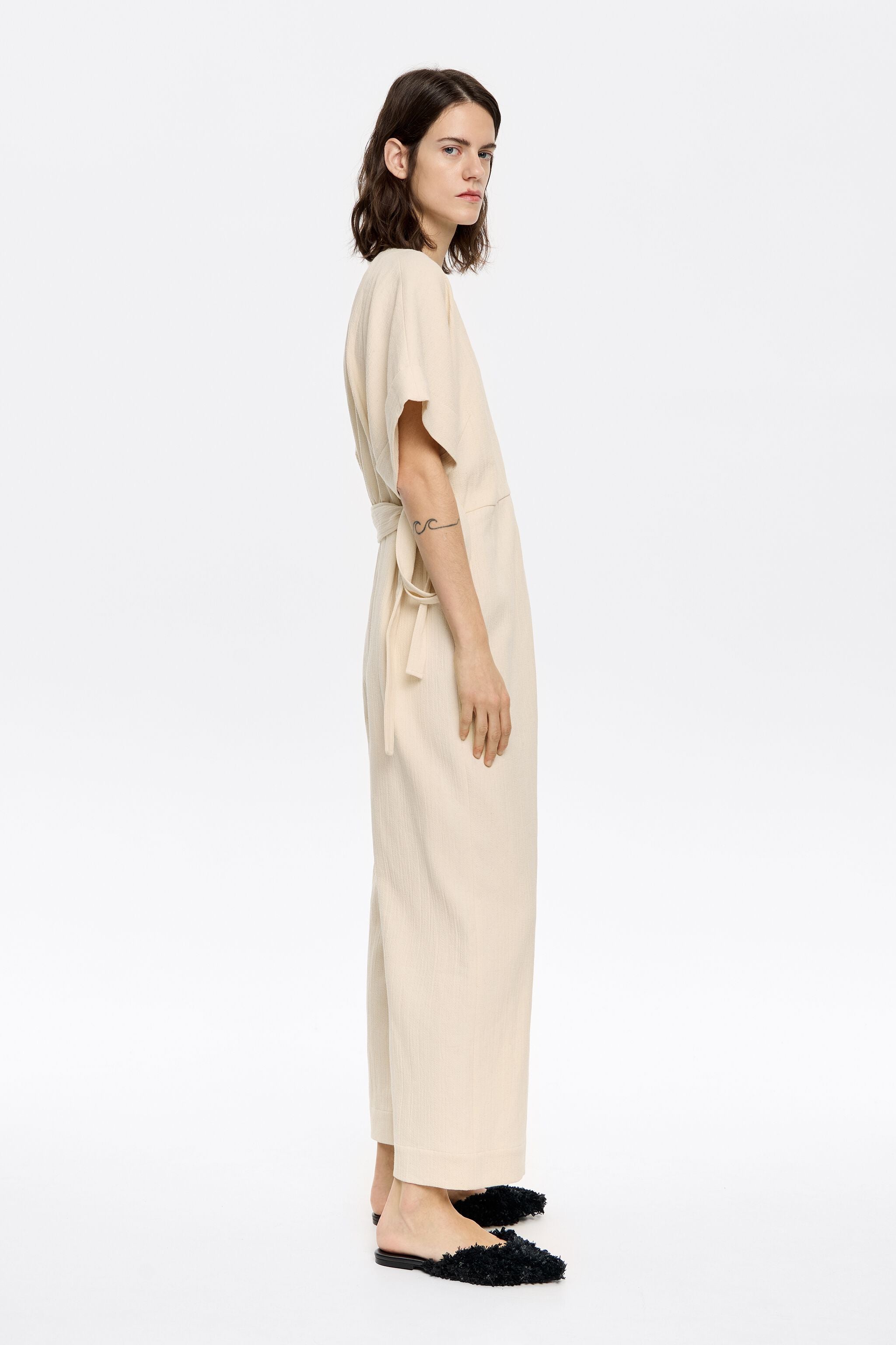 Vanilla cotton wrap jumpsuit