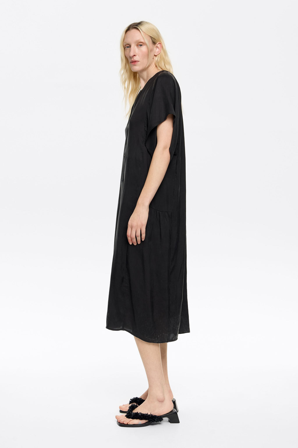 Black fluid midi dress
