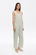 Aquamarine denim ankle length jumpsuit