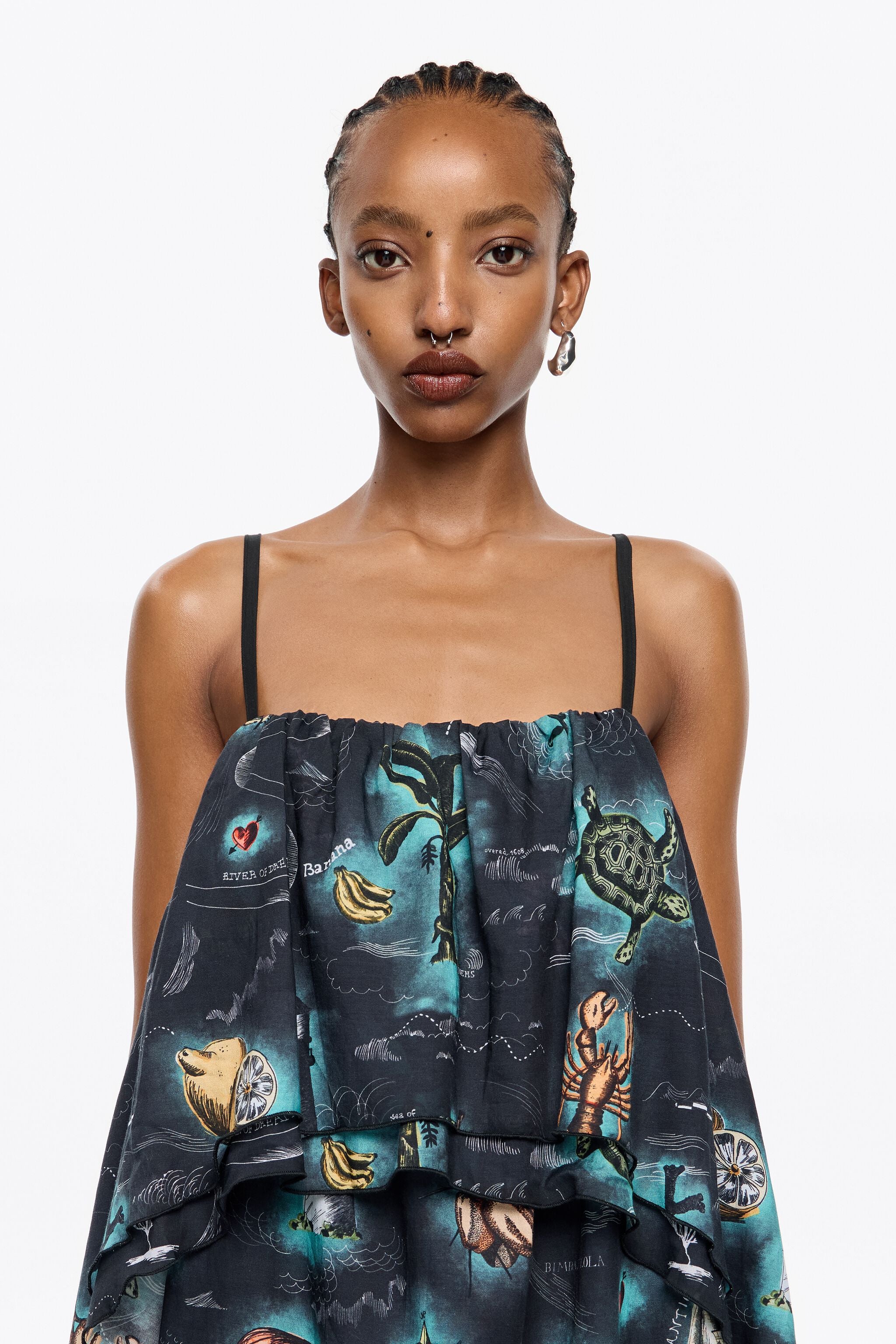 Black Maps dress with maxi ruffles