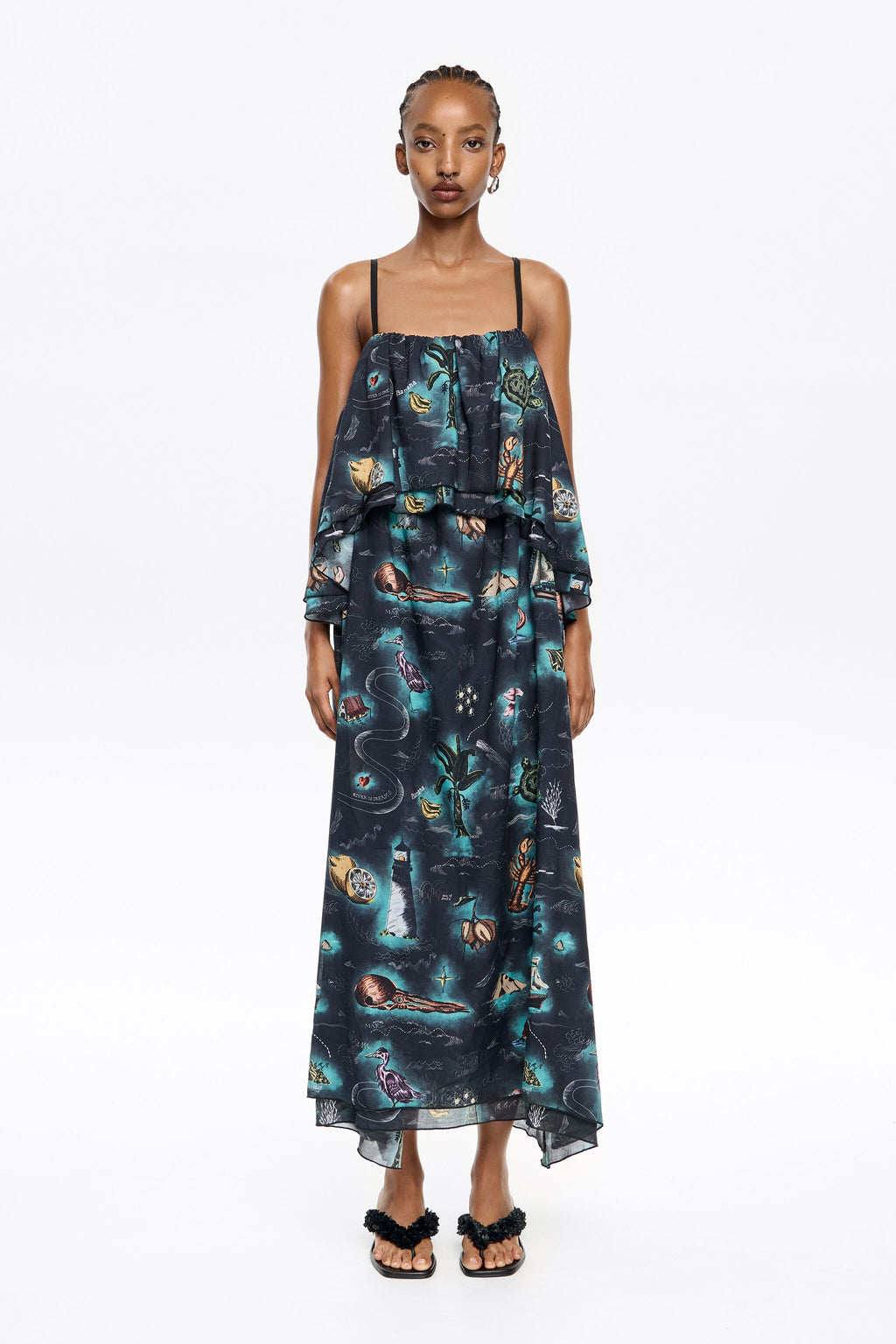 Black Maps dress with maxi ruffles