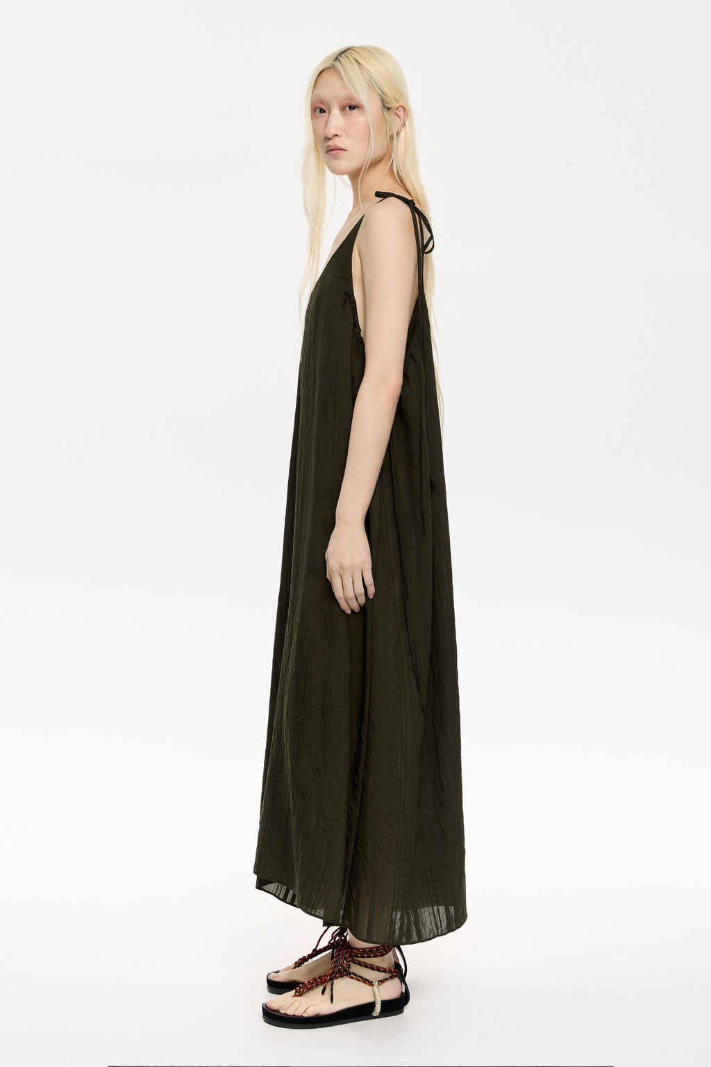Dark green midi dress