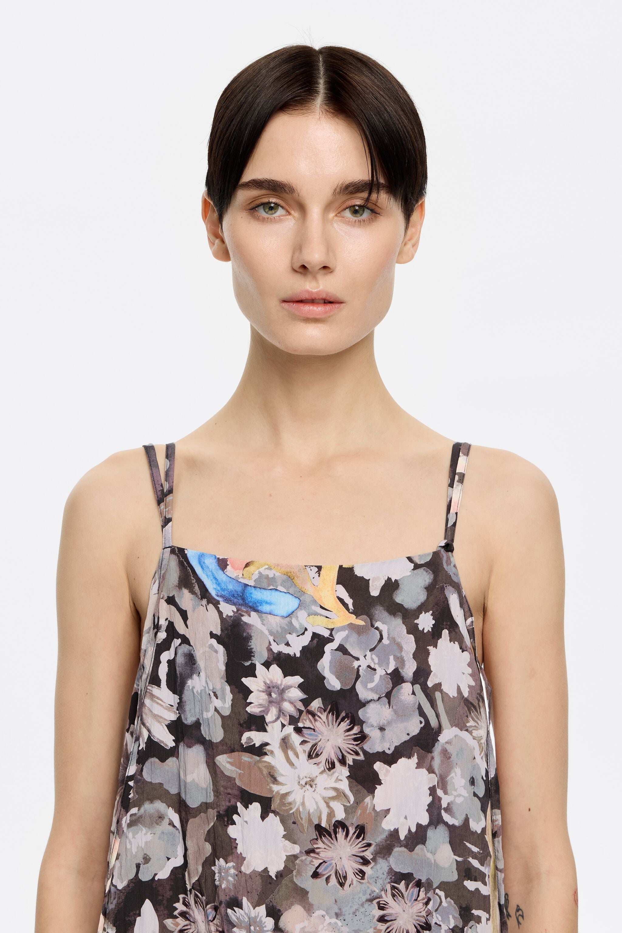 Khaki Gazania A-line dress