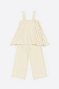 Butter yellow double-ruffle long jumpsuit