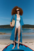Oversize electric blue crochet dress