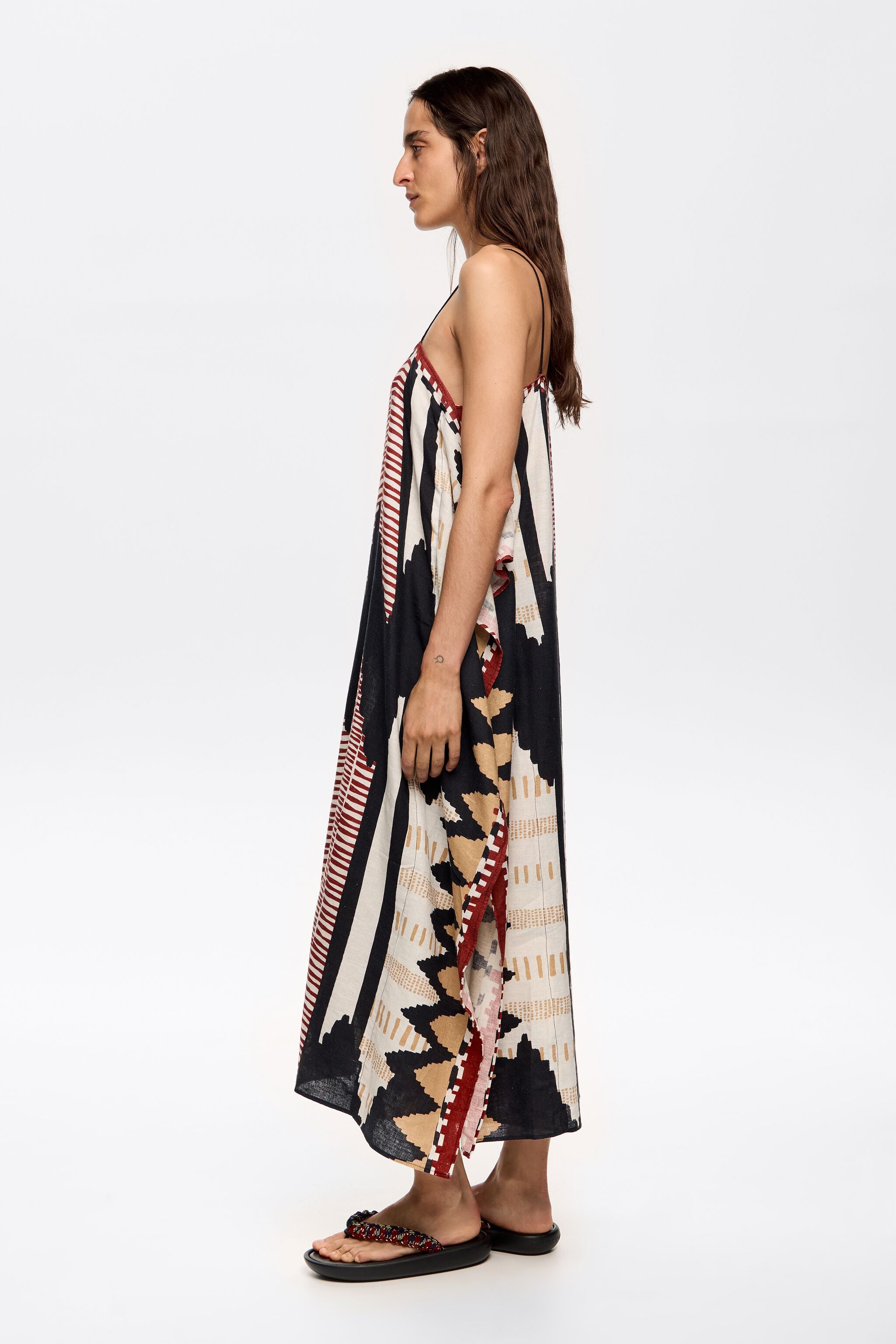 Black Ikat scarf dress