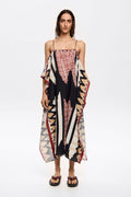 Black Ikat scarf dress