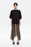 Khaki Cheetah two-material midi dress