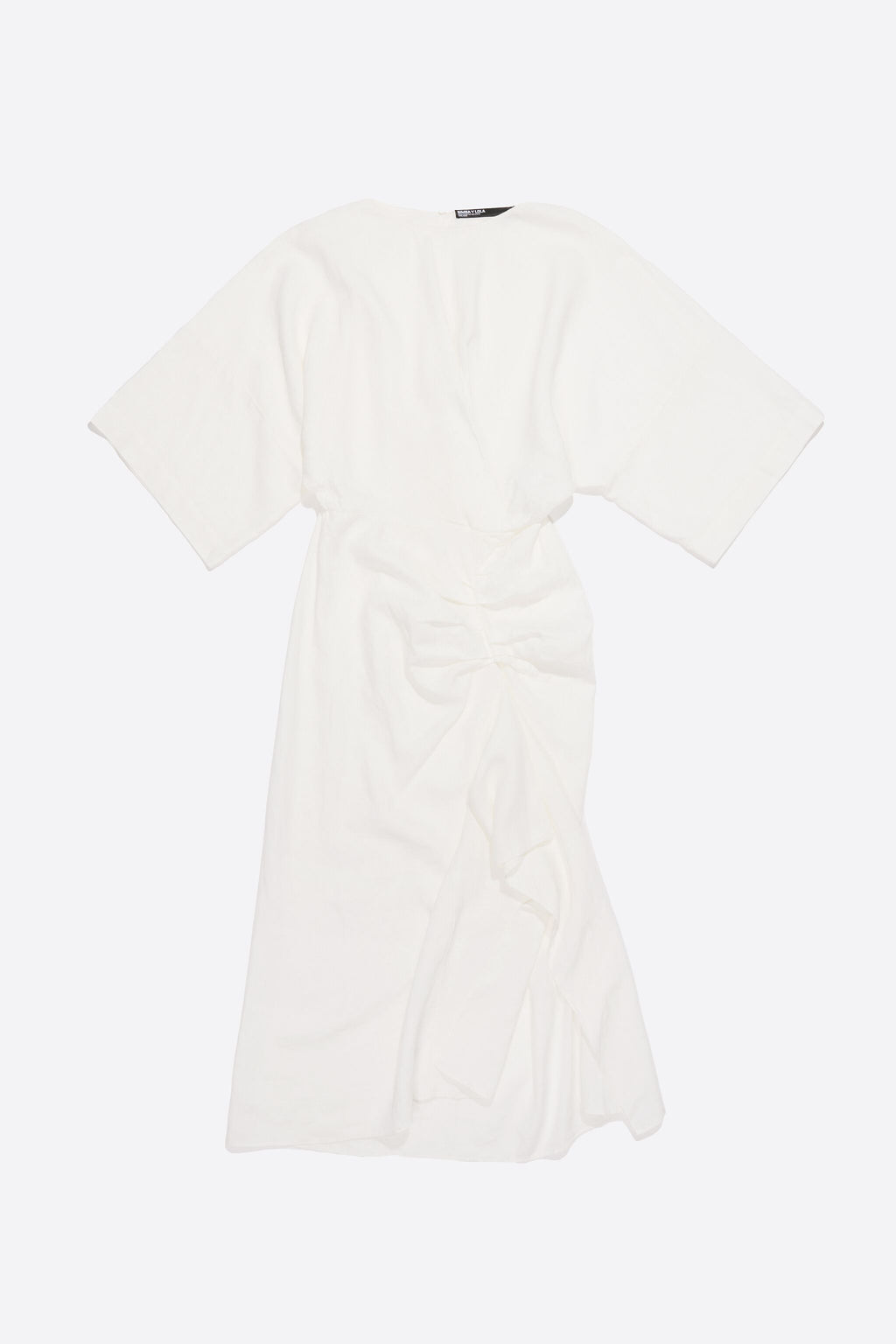 Ivory linen dress with ruffle