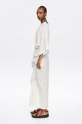 Ivory linen dress with ruffle