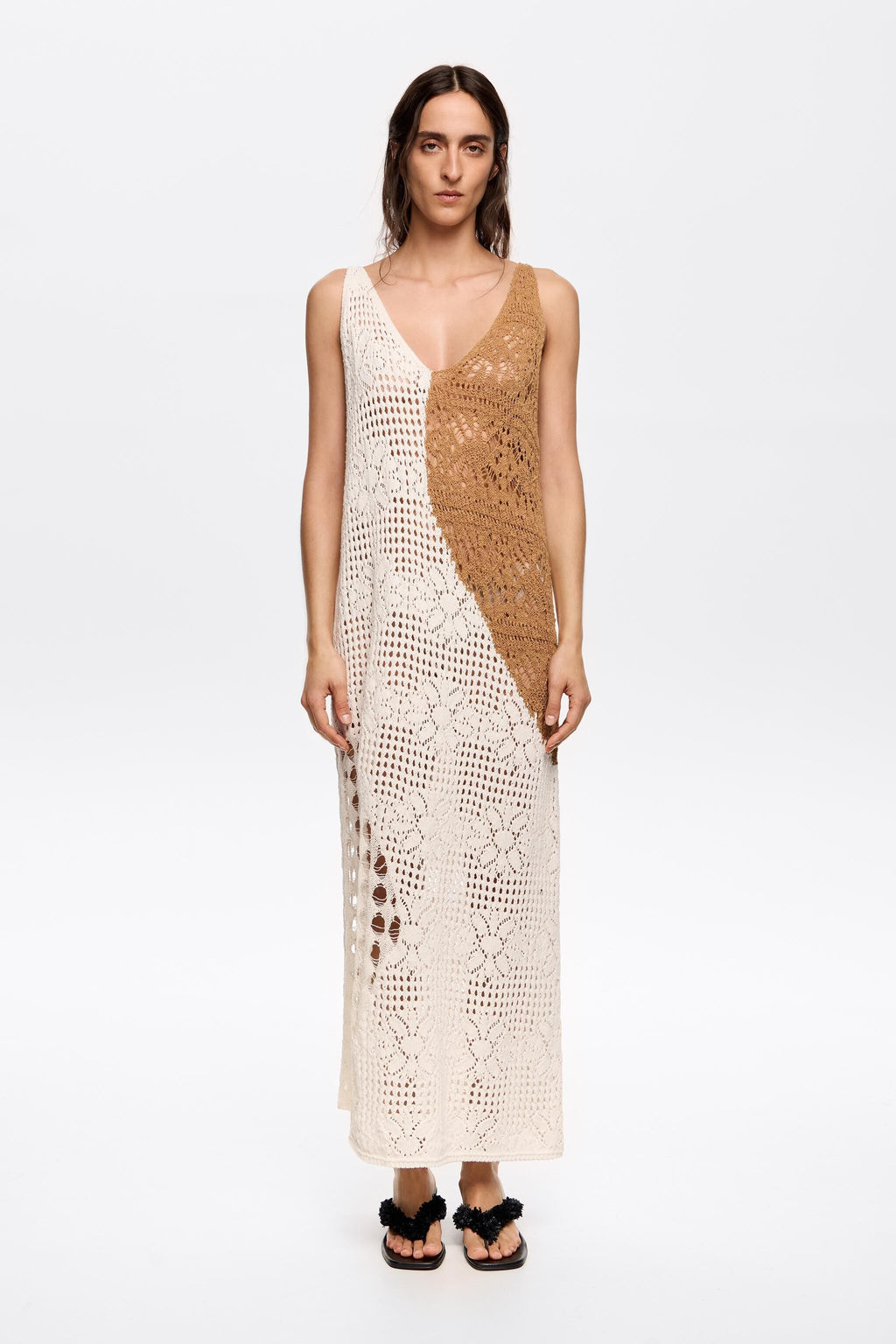 White fitted crochet dress