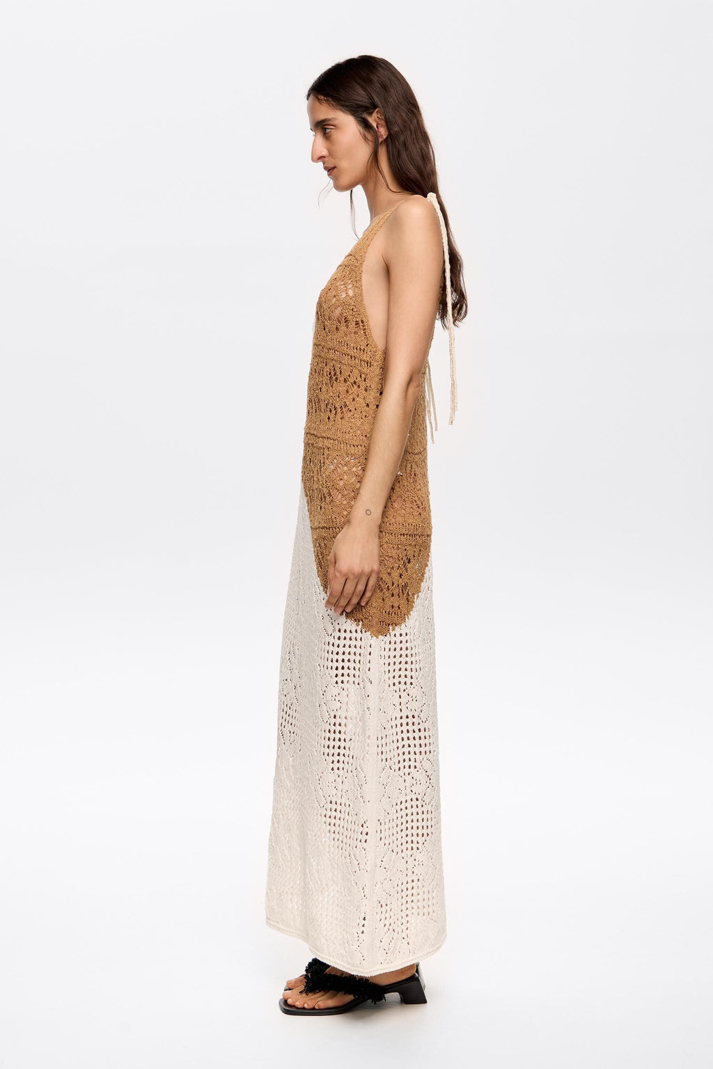 White fitted crochet dress