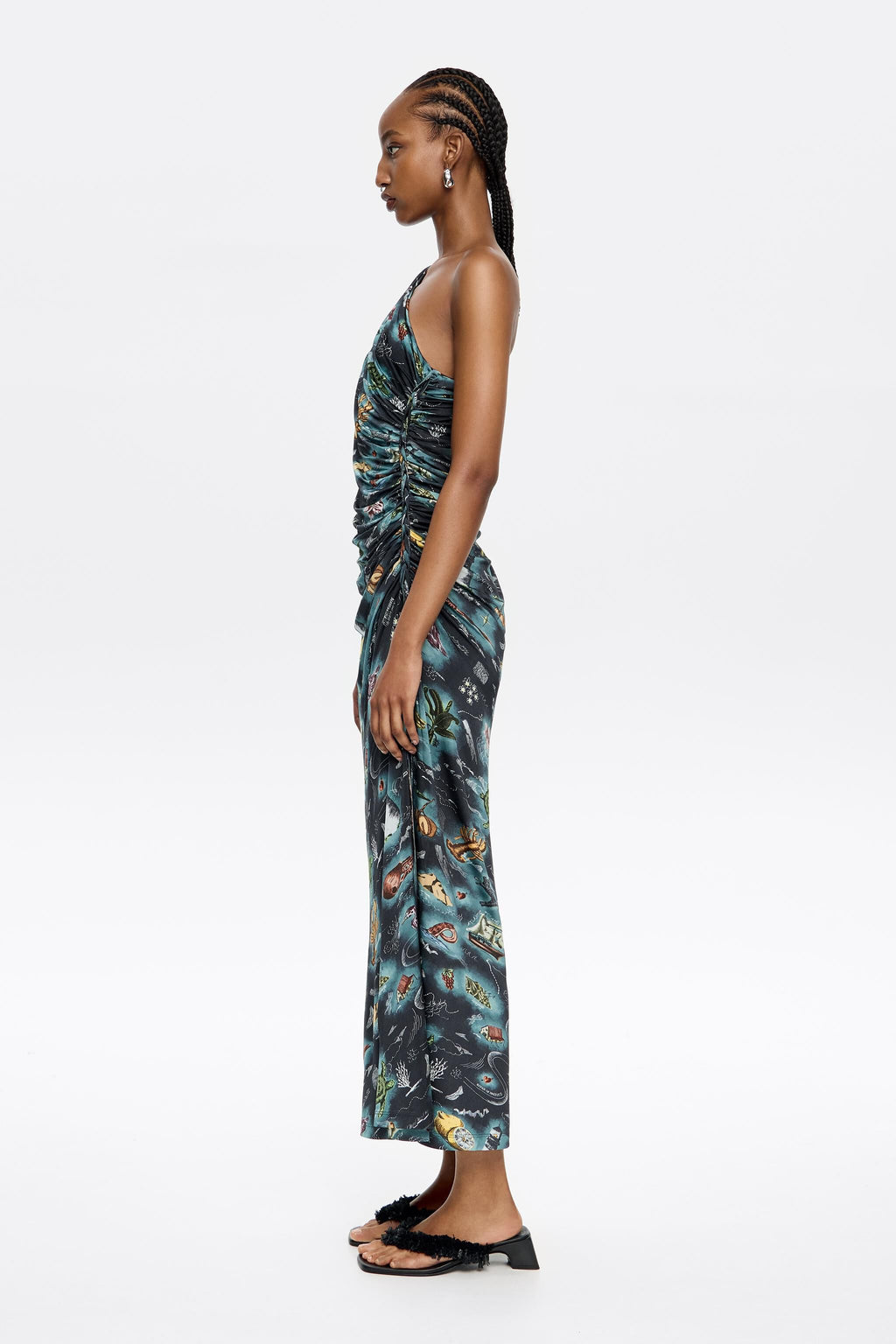 Black fitted Maps ruched dress