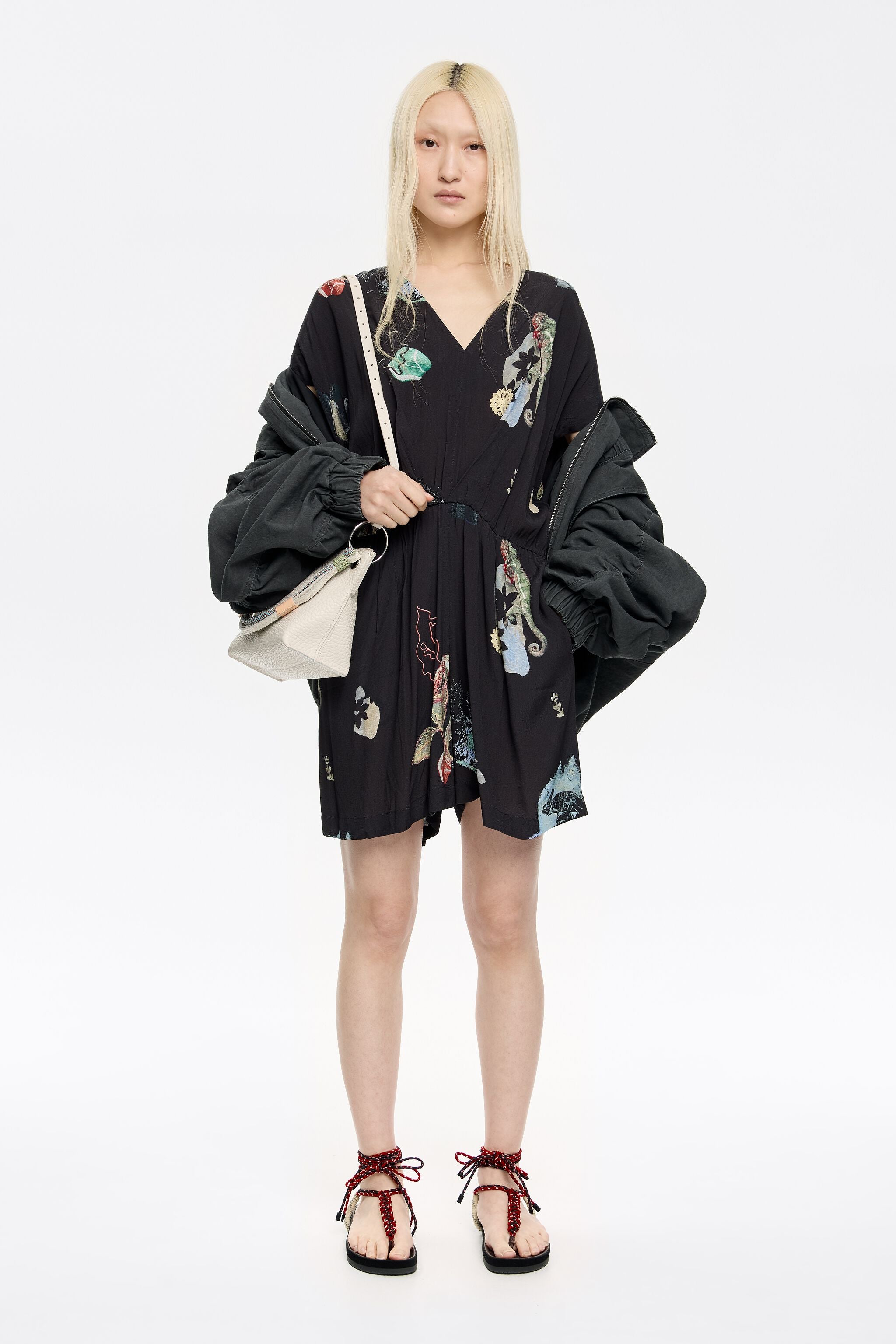 Short anthracite Chameleon playsuit