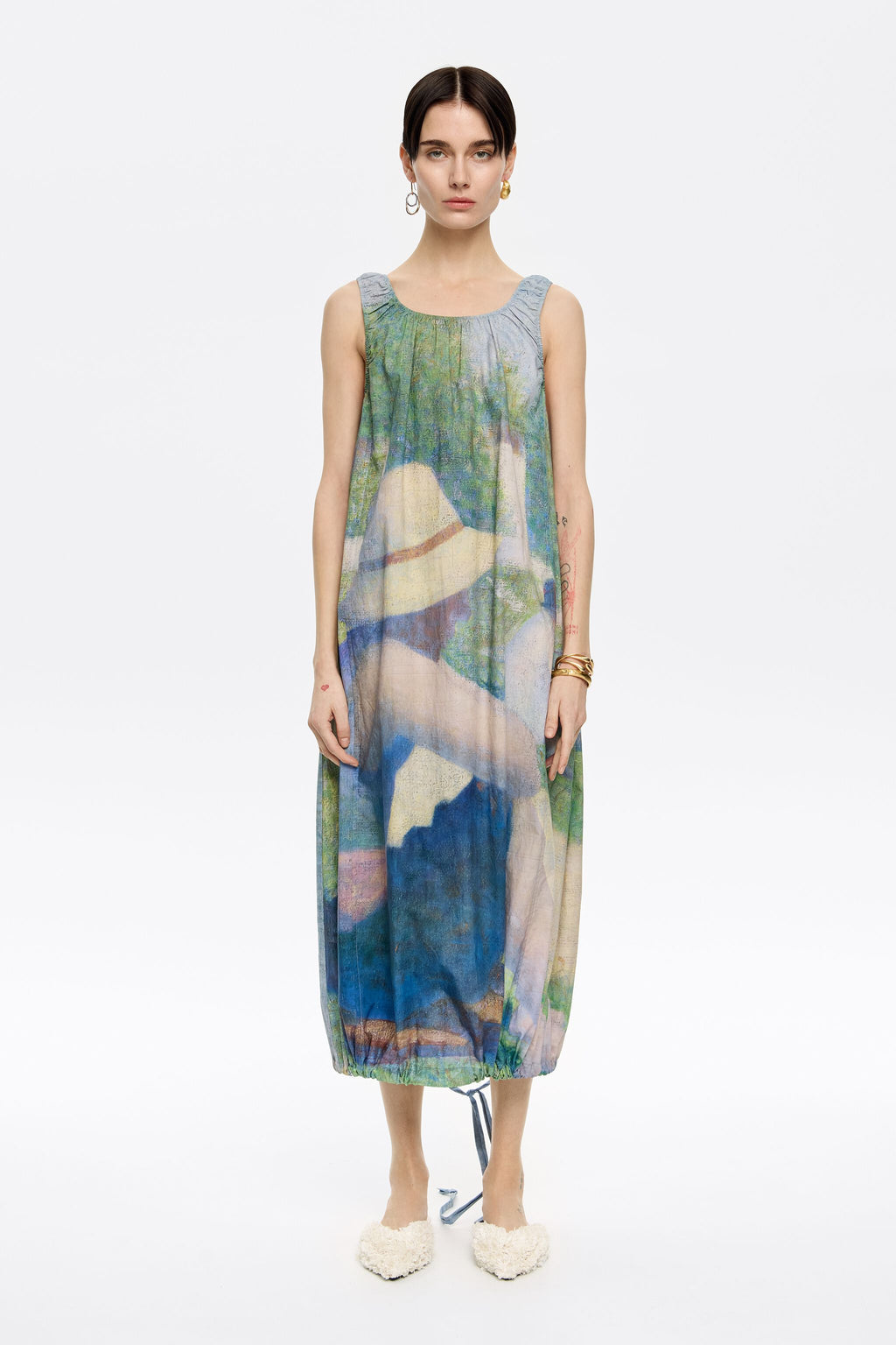 Cotton ruched dress