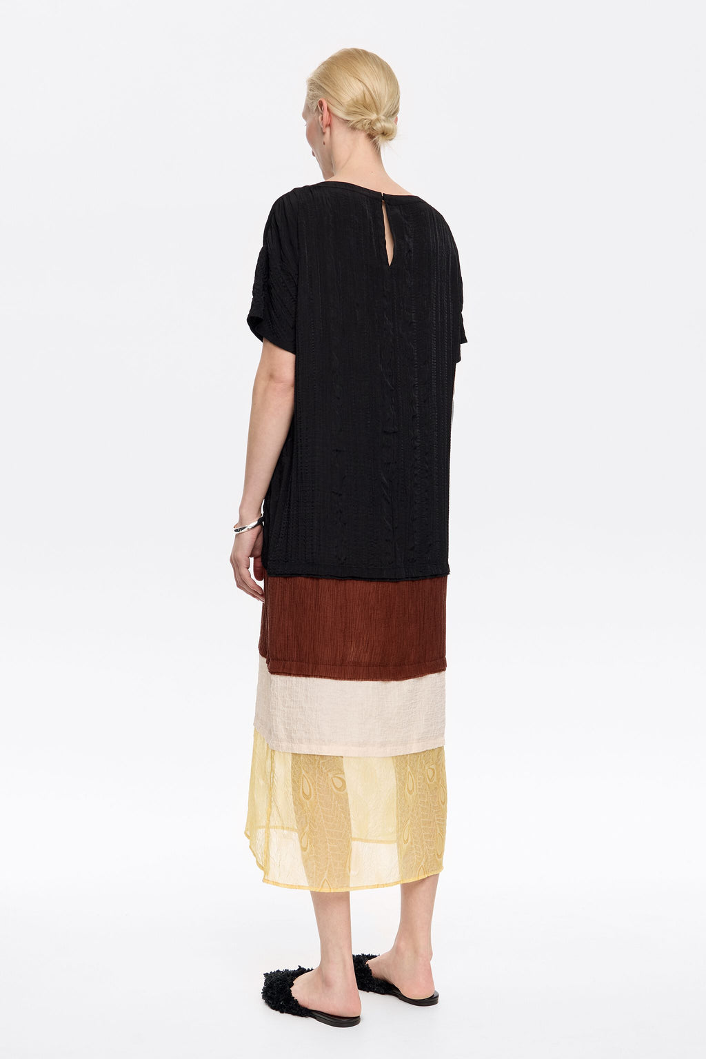 Black textured midi dress