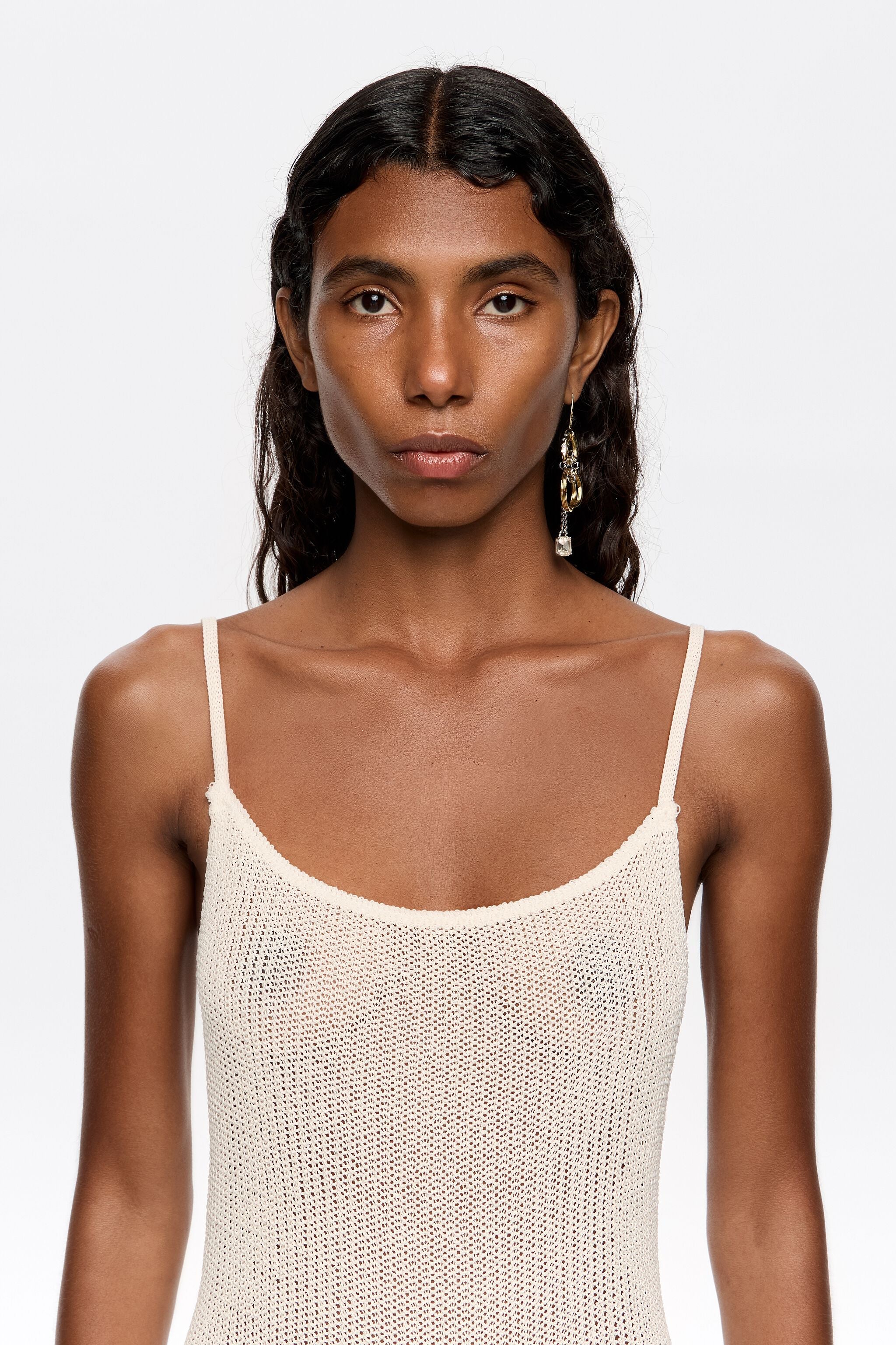 Ivory open back knit dress
