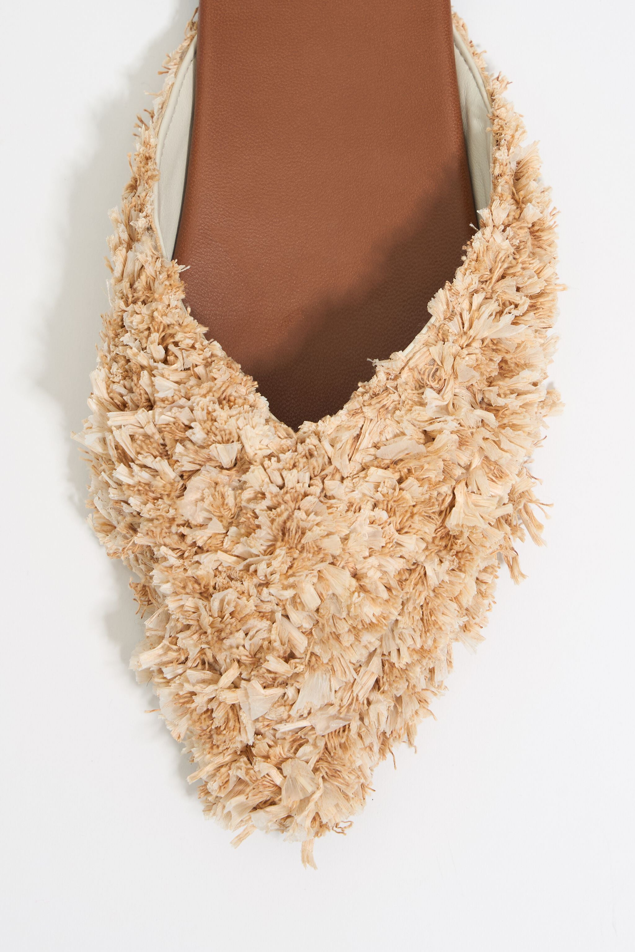 Tan raffia slingback ballerina
