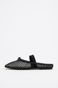 Black mesh slingback ballerina