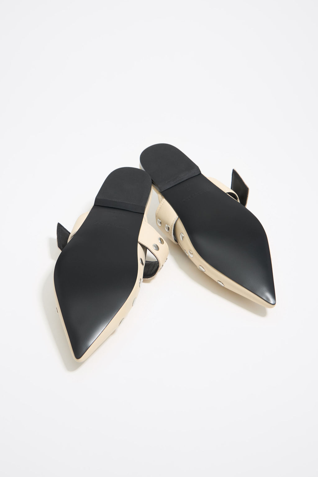 White leather slingback ballerina with studs