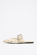 White leather slingback ballerina with studs