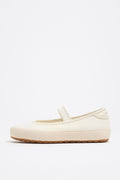 White canvas vulcanized ballerina sneaker
