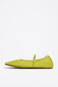 Lime mesh elastic strap ballerina