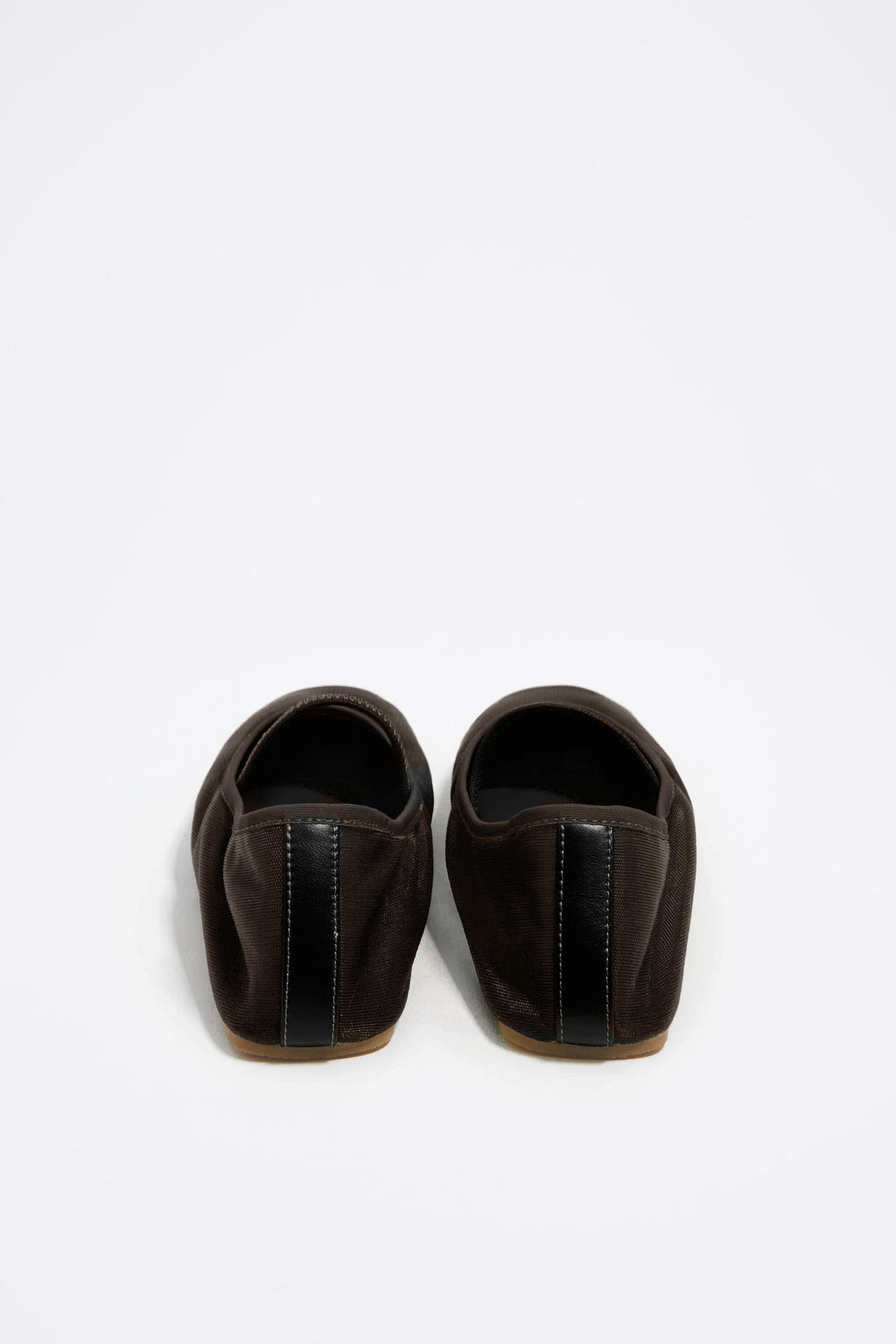 Chocolate mesh elastic strap ballerina