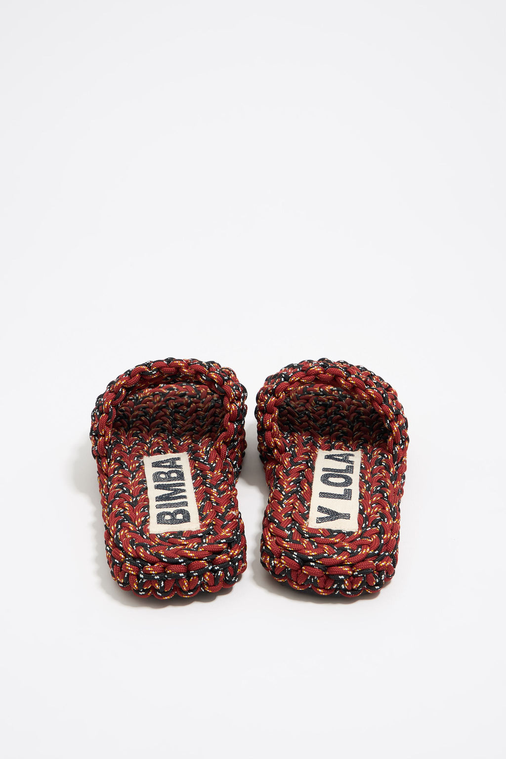 Red plaited rope flat sandal