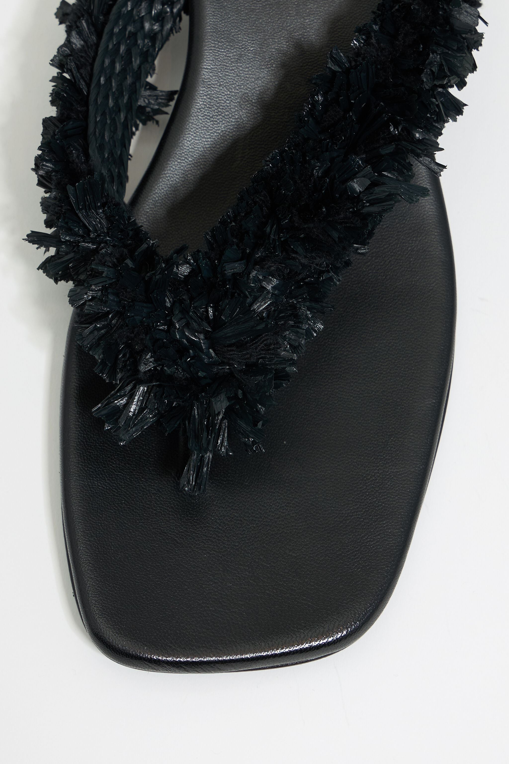 Black raffia heeled sandal