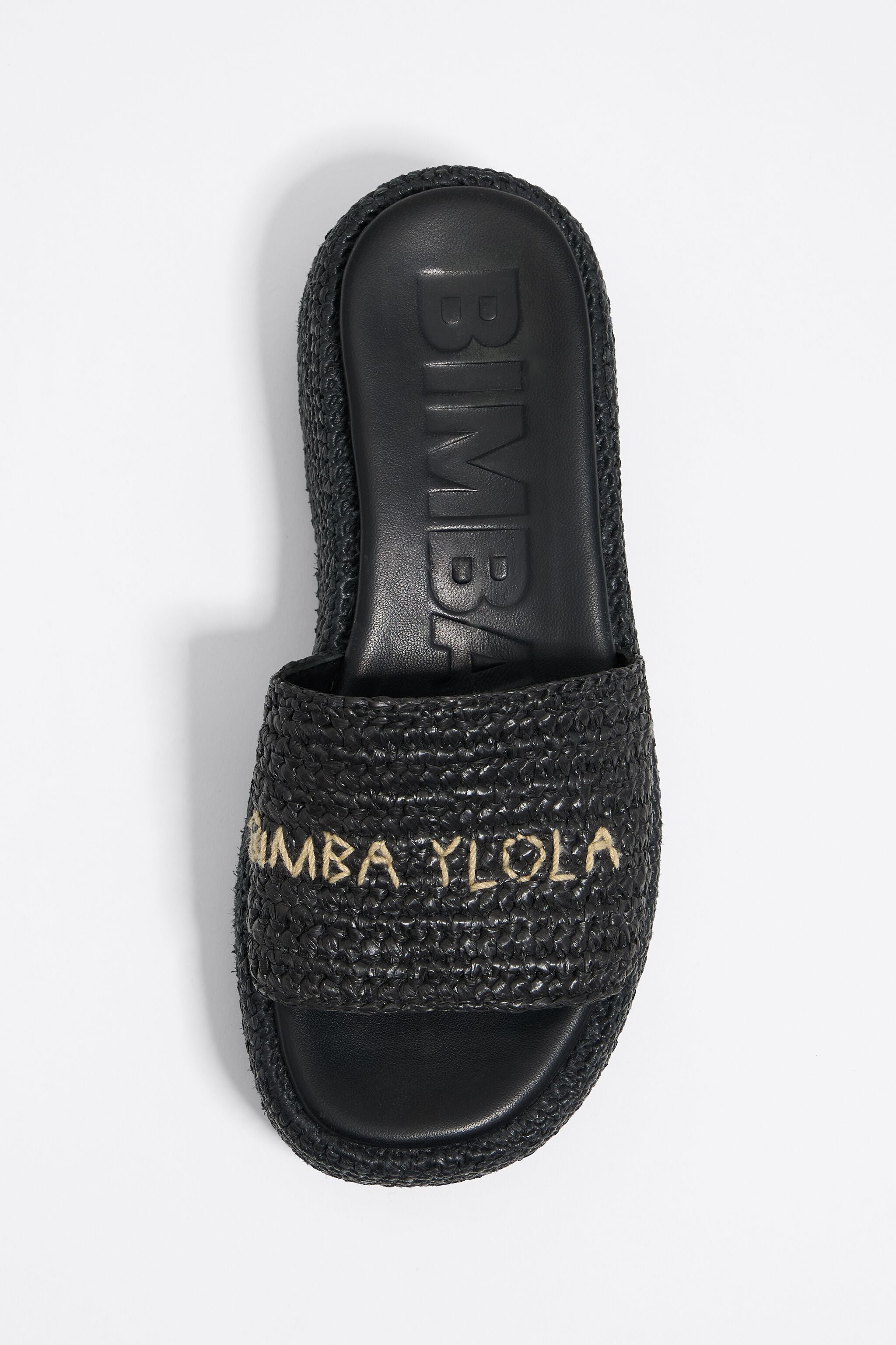 Black raffia platform sandal