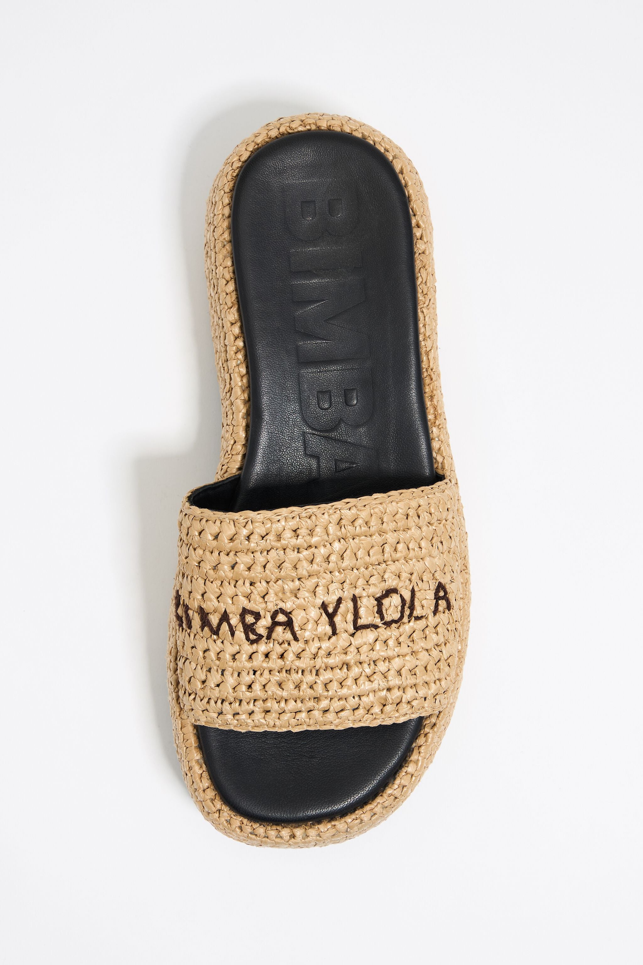 Beige raffia platform sandal