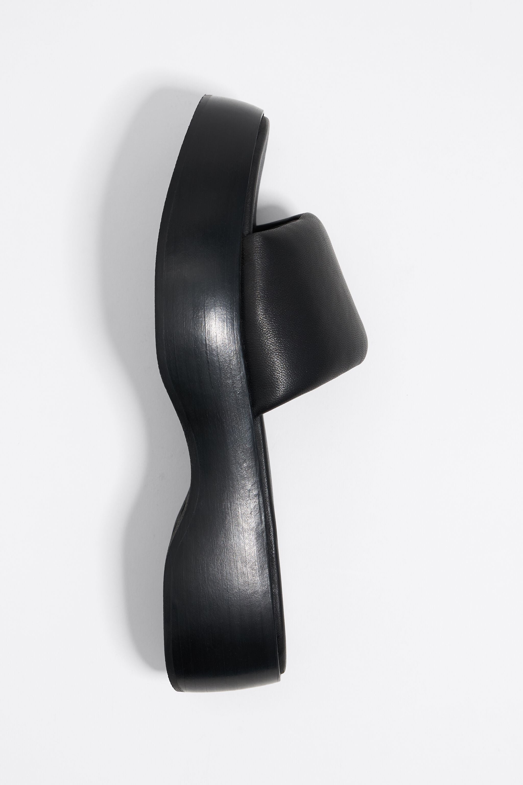 Black leather platform sandal