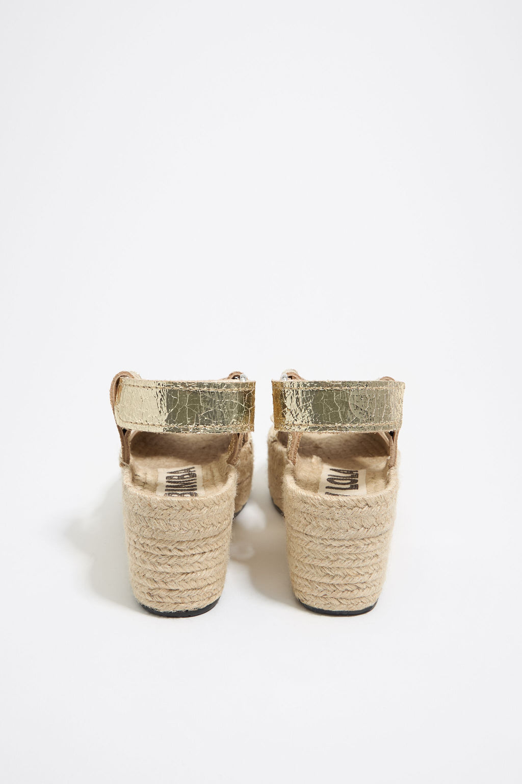 Gold leather high jute wedge