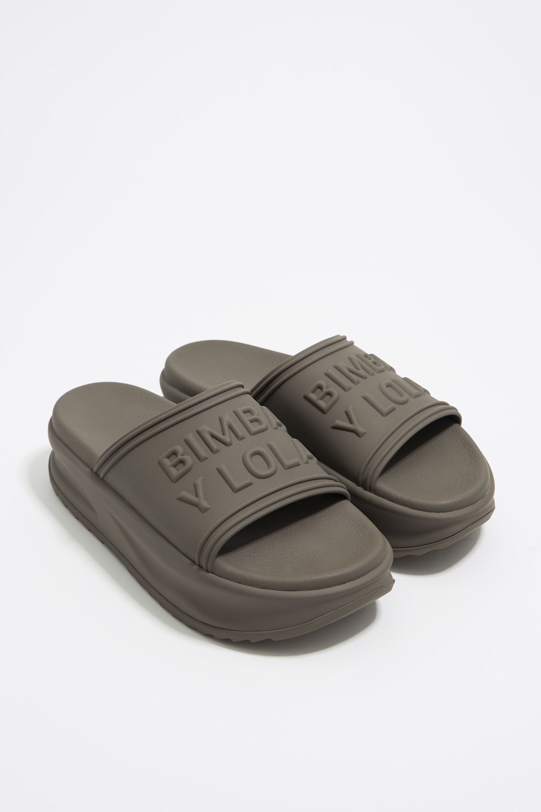 Khaki platform flip-flop