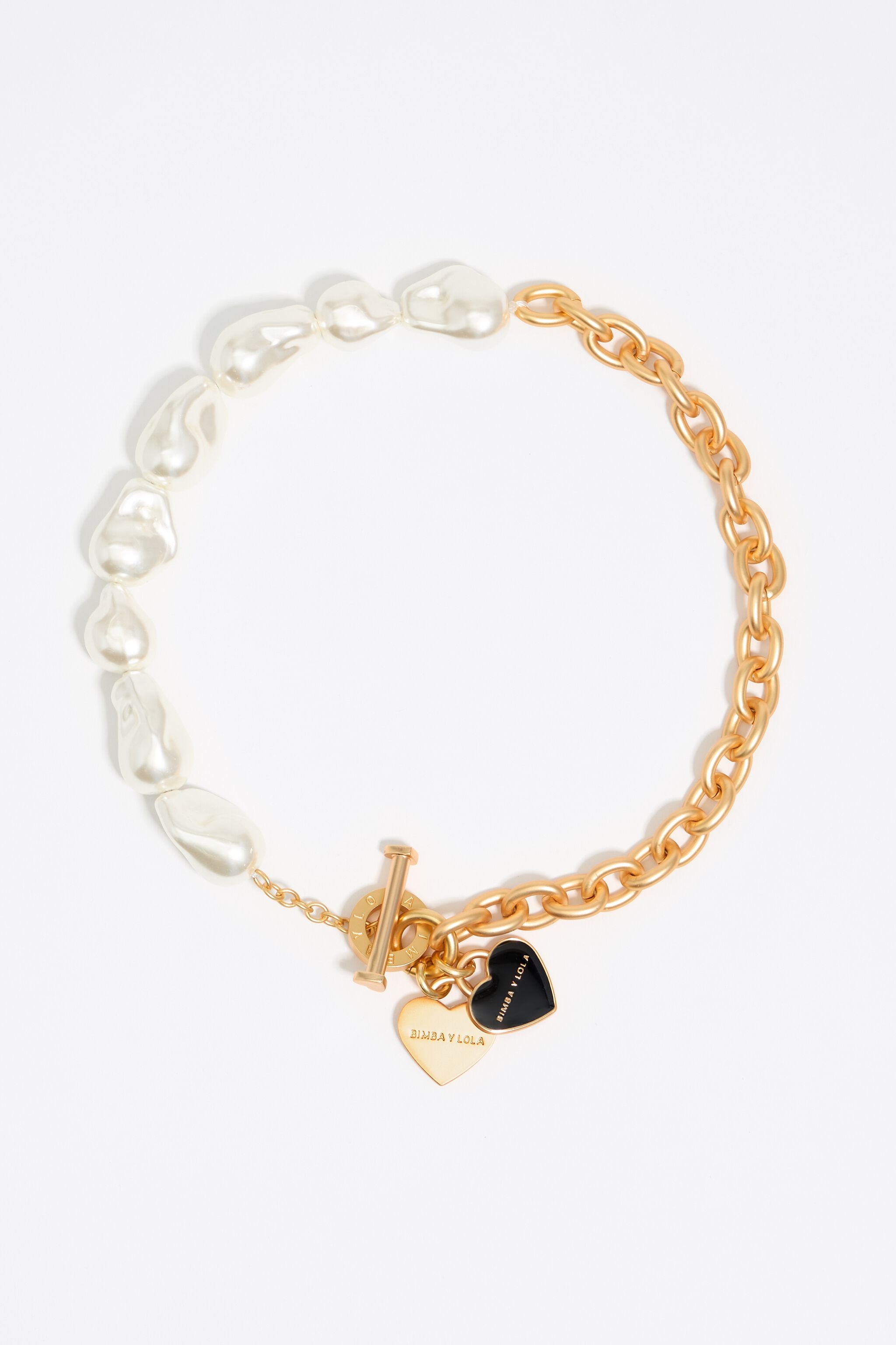 Gold-tone chain and pearl heart logo necklace
