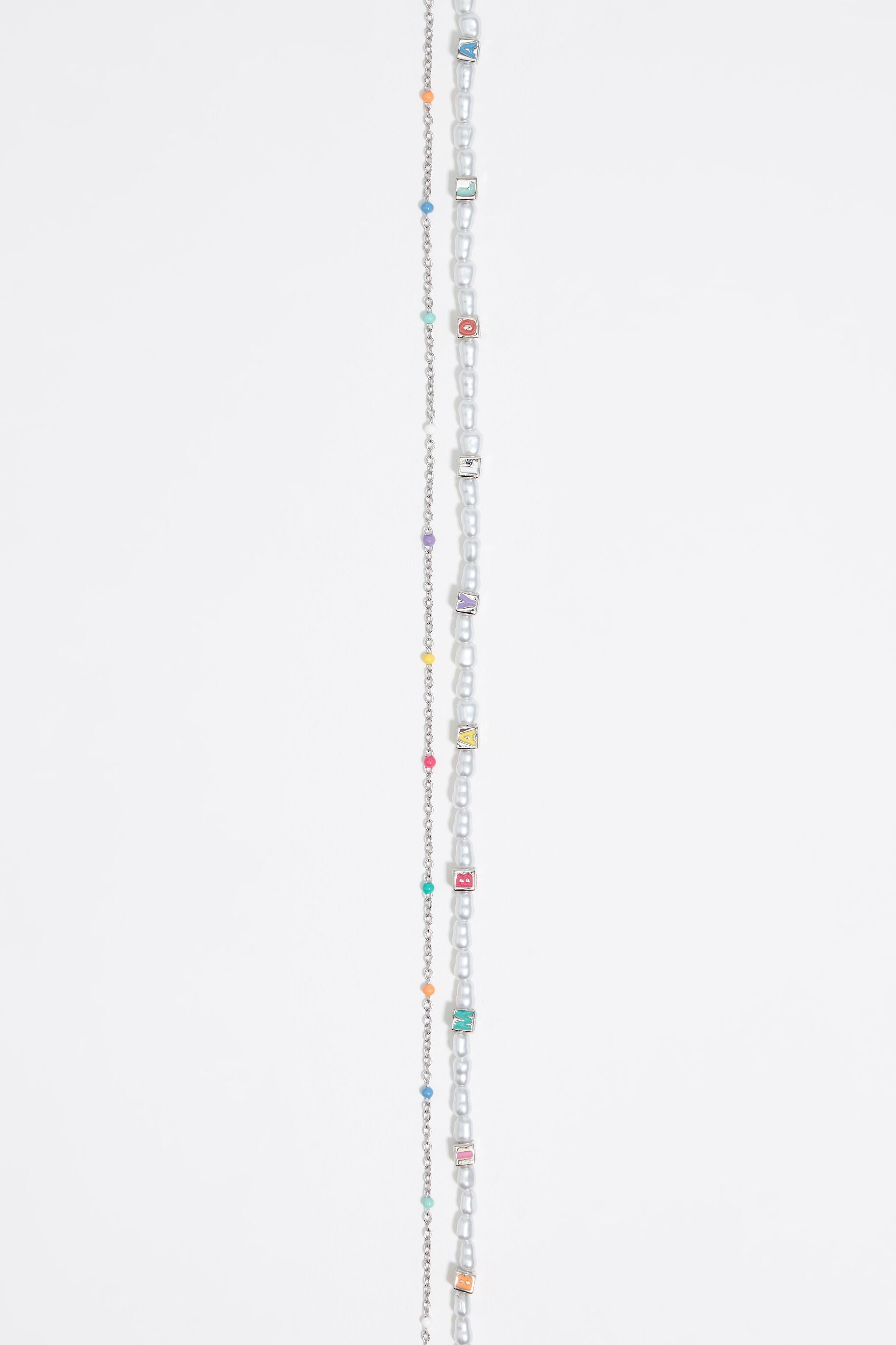 silver-tone dice logo double-layer necklace